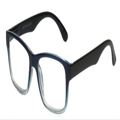Calabria Beene Designer Reading Glasses +3.75 Blue Crystal Black Mens Classic Readers Stylish Fashion Trendy Modern Eyeglass
