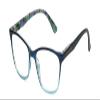 Calabria Lulu Cat Eye Blue Light Reading Glasses +1.25 Navy Crystal Floral Womens Classic Readers Fashion Trendy Eyeglasses view 1