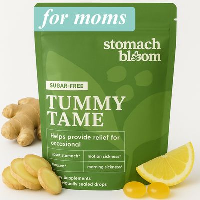 Stomach Bloom Sugar Free Tummy Tame Drops - 3X Better Absorption | Fast-Acting Pregnancy Nausea Relief & Morning Sickness Relief | Ginger, Lemon, Spearmint & B6. Individually Sealed Drops, 28 Ct
