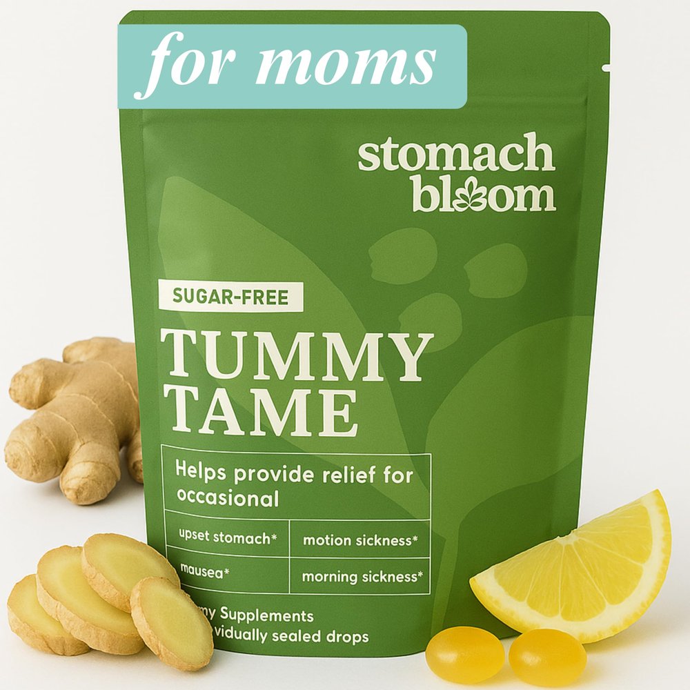 Stomach Bloom Sugar Free Tummy Tame Drops - 3X Better Absorption | Fast-Acting Pregnancy Nausea Relief & Morning Sickness Relief | Ginger, Lemon, Spearmint & B6. Individually Sealed Drops, 28 Ct