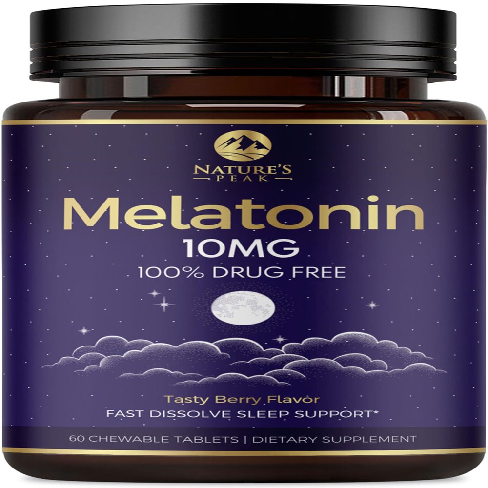 Melatonin 10mg - Fast Dissolve Sleep Support Supplements for Adults - Extra Strength 10 mg Melatonin Tablets for Restful Sleep Support, Strawberry Flavor, Sugar-Free Vegetarian - 60 Day Supply