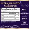 Melatonin 10mg - Fast Dissolve Sleep Support Supplements for Adults - Extra Strength 10 mg Melatonin Tablets for Restful Sleep Support, Strawberry Flavor, Sugar-Free Vegetarian - 60 Day Supply view 2