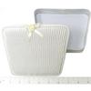 Expo International Trapezoid 1/2 lb Candy Box with Bow Detail - Ivory | Ivory view 1