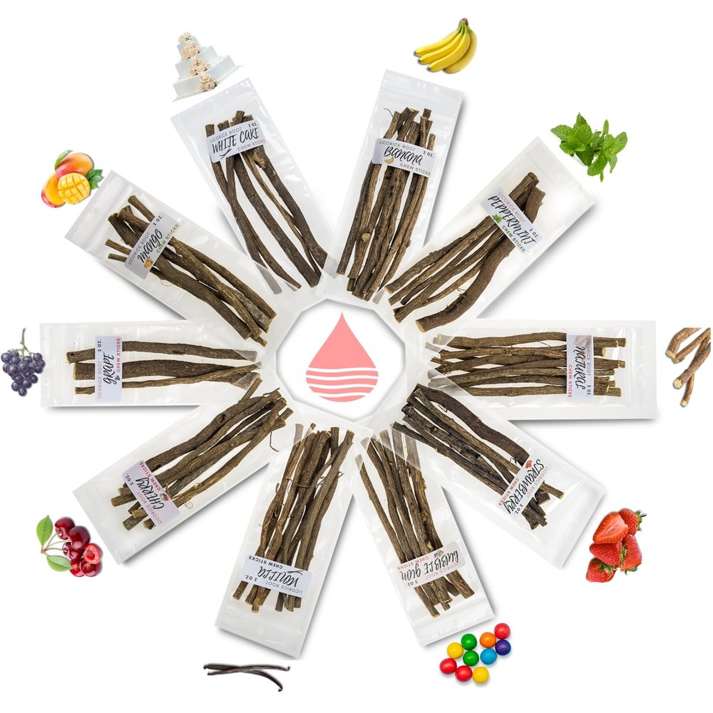 Aroma Depot 2 oz. Licorice Root Flavored Chew Sticks Variety 10 Pack. 100% Pure - Natural | Oral Health & Fresh Bearth | Individual Sticks are 6.5-7 inches long. Glycyrrhiza Glabra From Turkey.