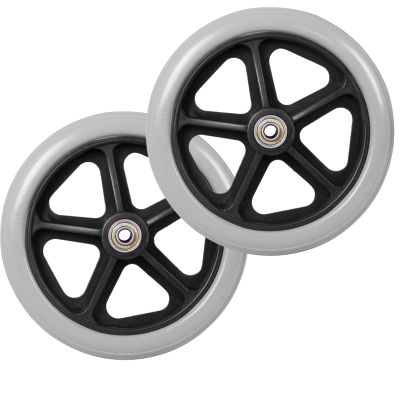 WORDFUN Front Wheelchair Wheels Replacement, Wheelchair Caster Wheel, Black Grey (2 Pcs), Solid Tires Front Wheel, Silence, Antiwear Non-Slip, Ball Bearings, 19cm 20cm