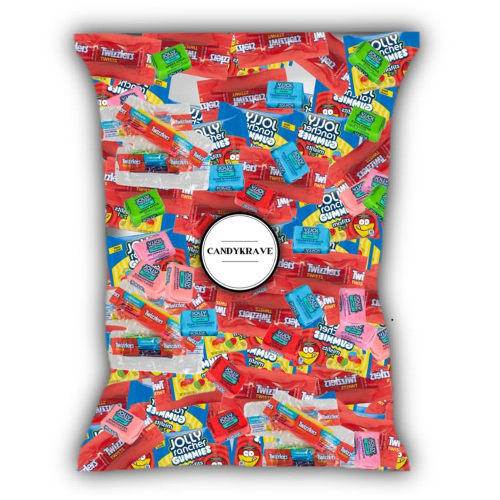 CandyKrave Jolly RanchersMixed Gummies - 2 Flavors in 1 Misfits Gummies (80 Pieces) - Snack Size Bag Halloween Individually Wrapped Sour Gummy Bears Bulk - 1 lbs