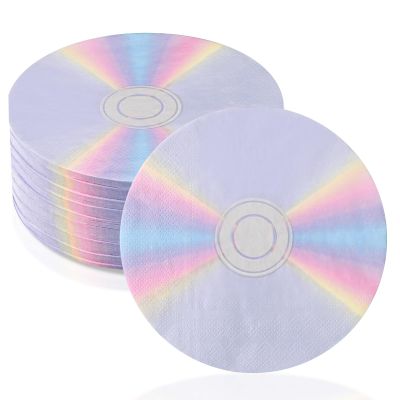 100 Pack CD Paper Napkins 90's Party decorative Napkins Disc Disposable Beverage Luncheon Napkins for Disco Music Party Decorations Back to 1990s Party Tableware Decor