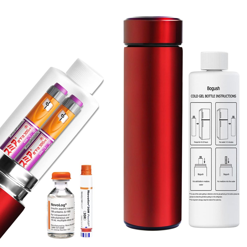 60H Insulin Pen Cooler Travel case Medication Cooler for Travel Diabetes Travel TSA Approved Diabetic Medical Cooler Diabetes Bag Red