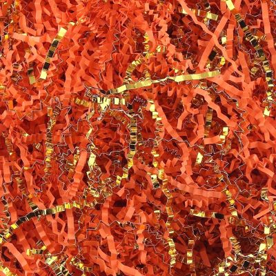 TANMWZK Crinkle Cut Paper Shred Filler 1 LB Gift Wrapping & Gift Basket Filler for Christmas,Halloween & Wedding Decorations,Easter Basket Grass Filler,Crafting Activities (Orange and Gold)