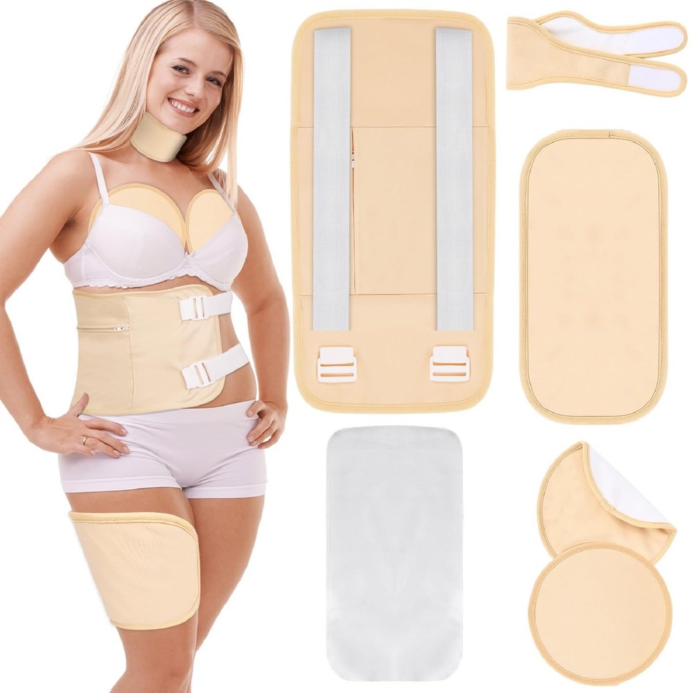 Castor Oil Pack Wrap - Reusable Castor Oil Packs for Women from S to Plus Size, 6Pcs Castor Oil Body Wraps for Entire Body Stomach Neck Breast Knee, Adjustable Castor Oil Compress Pack Wrap Kits