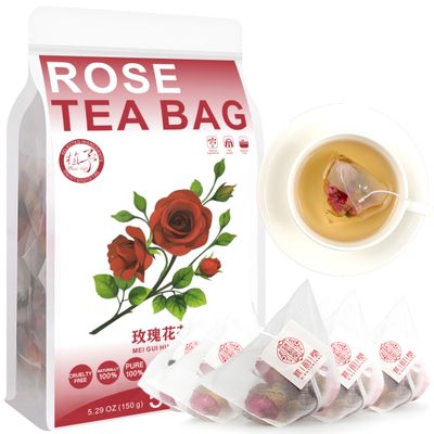 100% Rose Tea Bag, 150g/5.29oz (3g*50bags) Pure Natural Dried Rose Buds - Rosebuds Dried Flowers - Perfect Choice For Rose Tea, Baking, Crafting, Soap Making 
