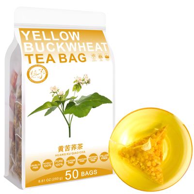 100% Pure Natural Herbal Tea, Yellow Buckwheat Tea Bag, 250g/8.81oz (5g*50bags),  Buckwheat, 100% Natural & Caffeine Free,Roasted Aromatic.