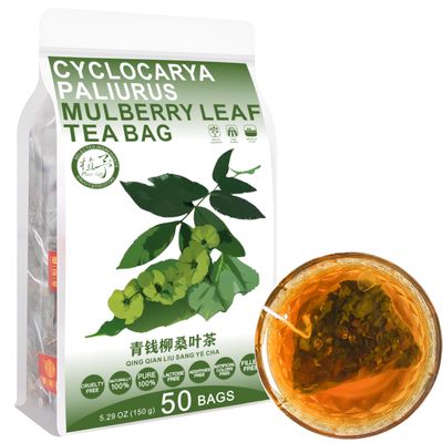 100% Pure Natural Herbal Tea, Cyclocarya paliurus Mulberry leaf Tea Bag, 150g/5.29oz (3g*50bags), , Caffeine Free, No Additives, Non-GMO