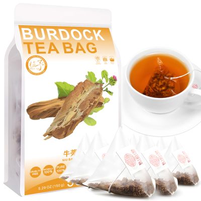 100% Natural Burdock Tea Bag, 150g/5.29oz (3g*50bags) Burdock Root, Loose Leaves Tea Burdock Root Slices No Caffeine Non-GMO, Steep 50 Cups, Caffeinated Iced