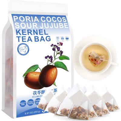 100% Poria Cocos Sour Jujube Kernel Tea Bag, 250g/8.81oz (5g*50bags) Malt, Red Jujube Chinese Yam, Lily, Rose, Combine Tea Bags Chinese tea, health tea 