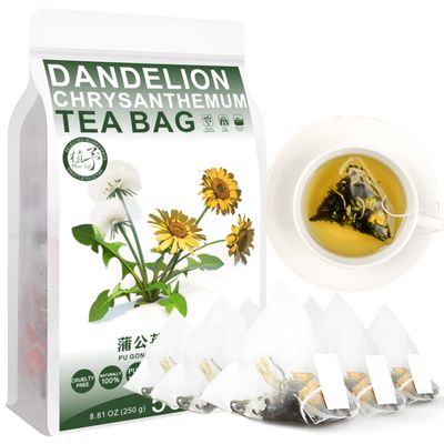 100% Dandelion Chrysanthemum Tea Bag, 250g/8.81oz (5g*50bags) Honeysuckle  Dandelion Leaves Tea, Natural Herbal