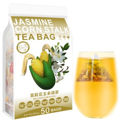 100% Pure Natural Herbal Tea, Jasmine Corn Stalk Tea Bag, 250g/8.81oz (5g*50bags)  Corn Grain, Jasmine Flower, Gardenia, Caffeine Free, No Additives, Non-GMO