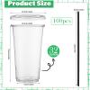 Nuogo 100 Set 32oz Clear Plastic Cups with Flat Lids and Straws, PET Plastic Cups with Lids Colored Straws Drinking Disposable Cup for Ice Cream Cold Drink Iced Coffee Tea Juice(Black) view 2