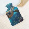 Hot Water Bottle with Soft Cover, Watercolor Sea Life 1L Warm Water Bag for Menstrual Cramps, Ocean Animal Neck And Shoulder Pain Relief, Ideal for Hand & Feet Warmer for Kids, Men & Women, Hot & Cold view 4