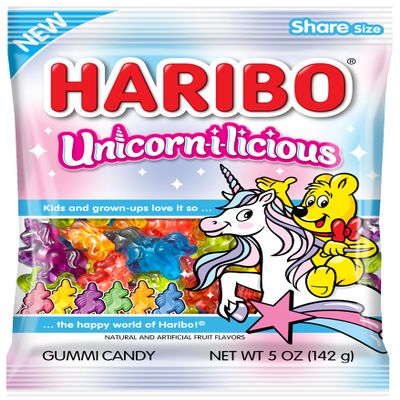 Haribo Unicornilicious Gummy Candies  5oz (Pack of 12)  Colorful Fruity Flavors with Whimsical Shapes  Perfect for Parties, Candy Bowls, Gifts, and Everyday Snacking