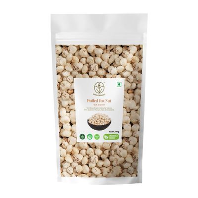 Shiva Organic Phool Makhana: Fox Nut & Gorgon Nut & Popped Lotus Seeds - Direct from Farm, Rich in Antioxidants, Protein & Calcium - All Natural | Vegan | No Colors | Gluten Friendly | NON-GMO | Indian Origin, A Superfood Snacking Delight (5.29 oz) (