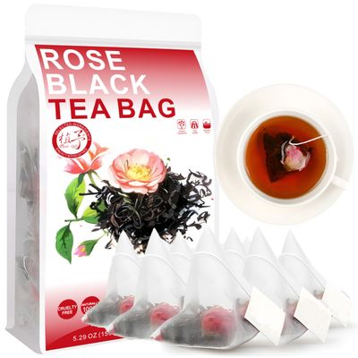 100% Natural Rose Black Tea Bag, 150g/5.29oz (3g*50bags)  100% Pure Black Tea Leaves, Rose Petals - Loose Leaf Herbs - Non-GMO - Steep 50 Cups, Caffeinated Iced & Hot TeaTea Bag