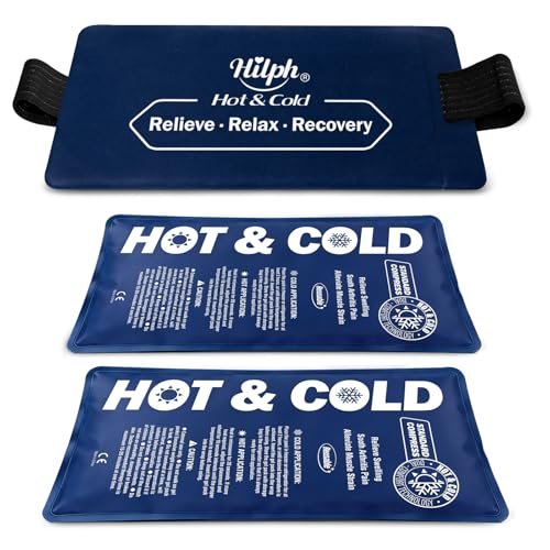 Hilph Ice Packs for Injuries Reusable (3-Piece Set), Large Gel Hot Cold Ice Packs with Strap for Back, Shoulder, Hip and Knee, Flexible Ice Wrap Cold Compress for Joints & Muscle Pain (10.8" x 5.5")