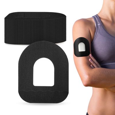 20 Pack Adhesive Patches for Omnipod 5 - Waterproof Sensor Covers, Easy to Use Pre-Cut Black Overpatches Long 10-14 Days Protection by YOUSHARES (Black)