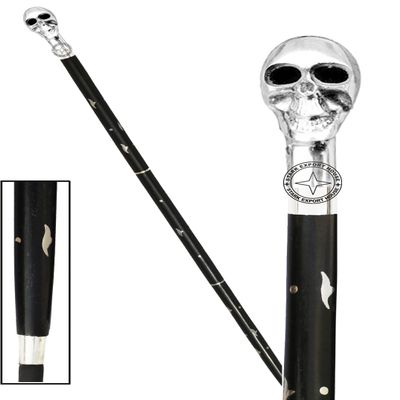 Walking Cane Rosewood Designer Wooden Walking Stick with Brass Nickel Handle Gift for Men & Women 37 inch Black (SFRI)