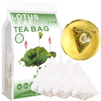 100% Pure Natural Herbal Tea, Lotus leaf Tea Bag, 150g/5.29oz (3g*50bags),  Dried Lotus Leaf Lotus Leaves Tea, 100% Natural & Caffeine Free, Vegan