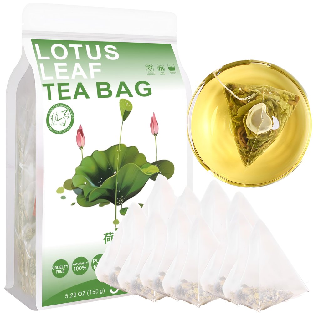 100% Pure Natural Herbal Tea, Lotus leaf Tea Bag, 150g/5.29oz (3g*50bags), Dried Lotus Leaf Lotus Leaves Tea, 100% Natural & Caffeine Free, Vegan