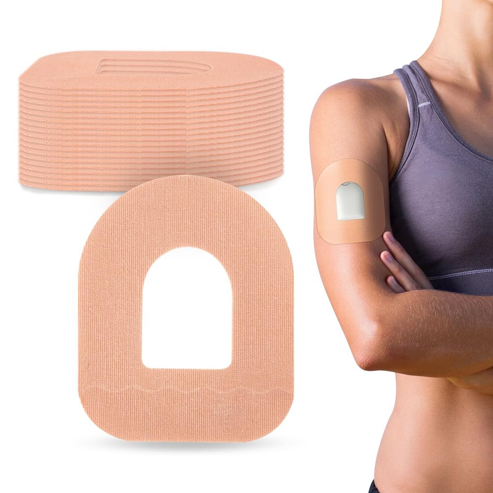20 Pack Adhesive Patches for omnipod 5 - Waterproof Sensor Covers, Easy to Use Pre-Cut Tan Overpatches Long 10-14 Days Protection by YOUSHARES (Tan)