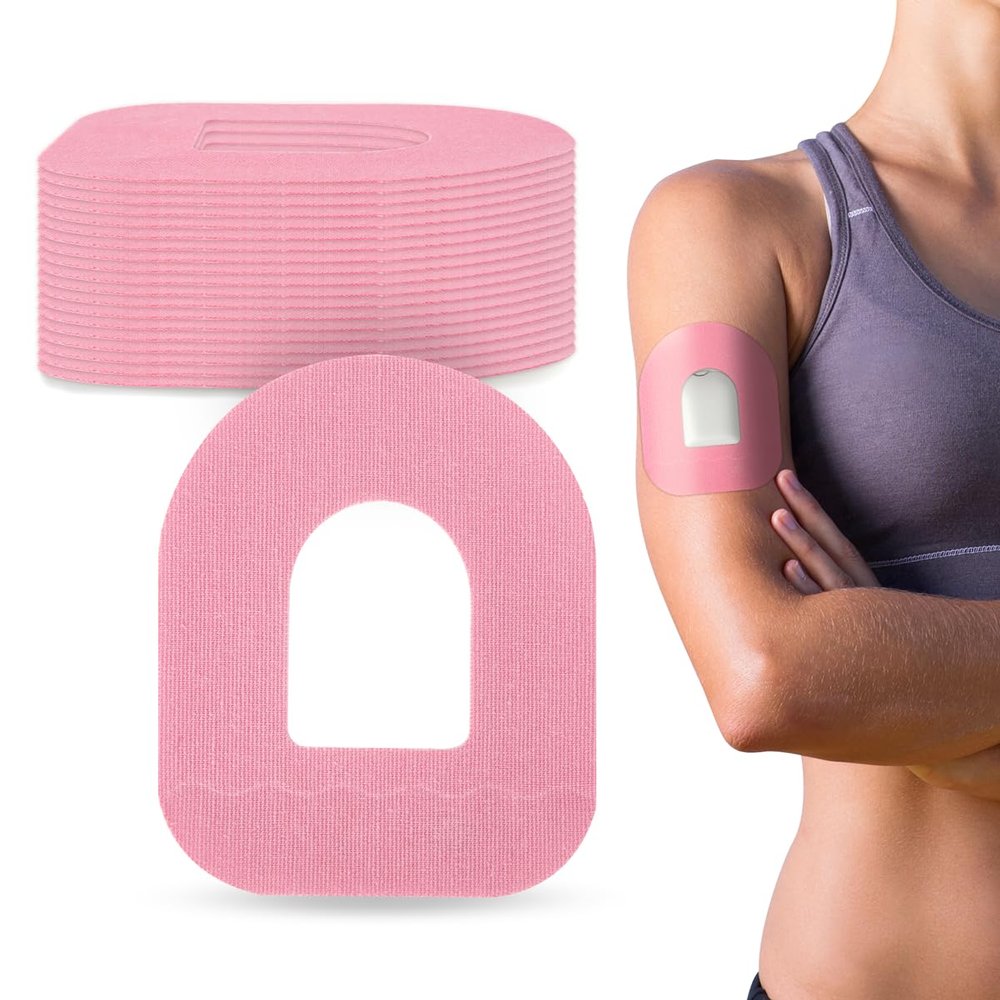 20 Pack Adhesive Patches for omnipod 5 - Waterproof Sensor Covers, Easy to Use Pre-Cut Pink Overpatches Long 10-14 Days Protection by YOUSHARES (Pink)