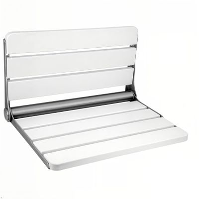 18" Folding Shower Seat Wall Mounted,Fold Down Shower Bench for Small Shower Space, Home Care Wood Stool for Inside Shower