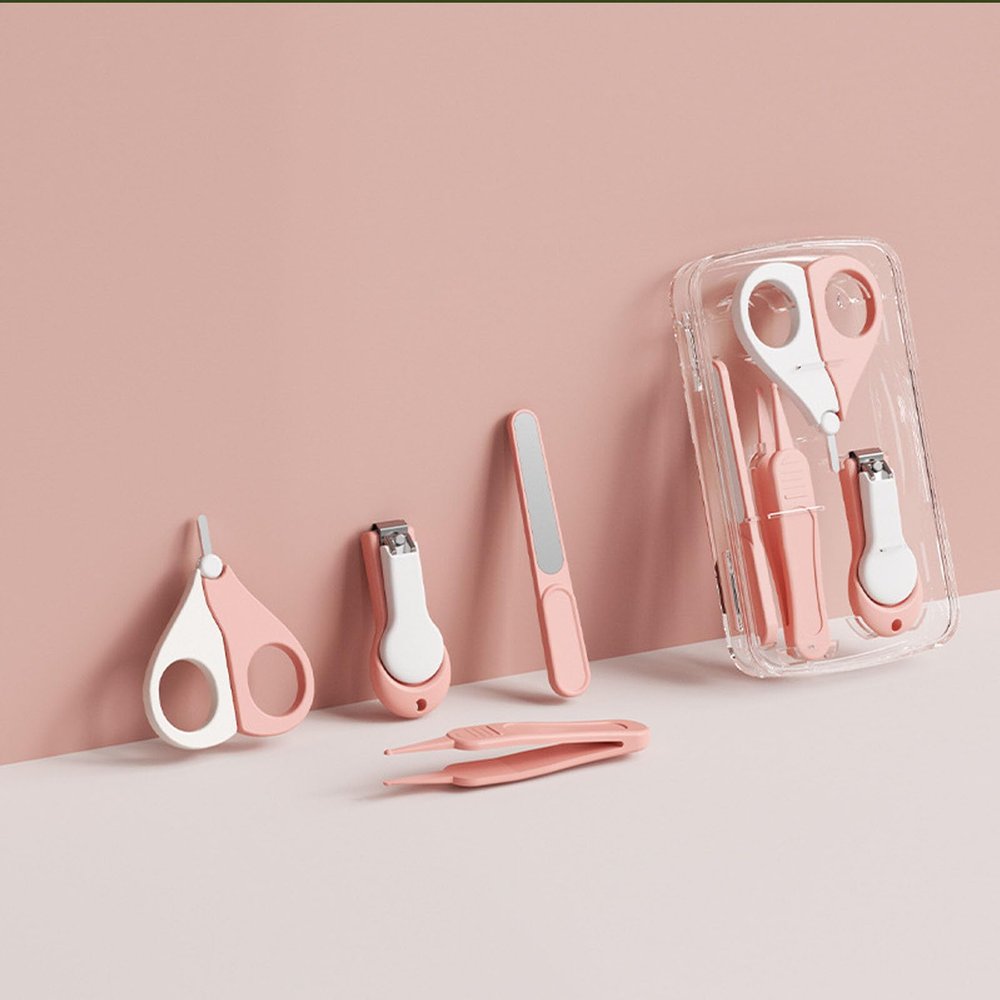 Baby Nail Trimmer, 4-in-1 Baby Nail Clippers Kit,Nail File & Tweezers, Baby Manicure Kit for Newborn, Infant & Toddler, Mothers Day Gifts (Pink)