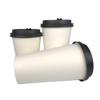 12 oz. Disposable Paper Cups with Lids - White Hot Coffee & Tea To-Go Cups - Convenient Takeout Beverage Solution (Paper Cups with Black Dome Lids, 200) view 1