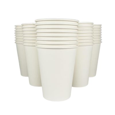 12 oz. Disposable Paper Cups with Lids - White Hot Coffee & Tea To-Go Cups - Convenient Takeout Beverage Solution (Paper Cups Only, 500)