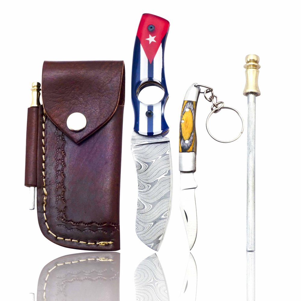 AR Knife COHIBA CIGAR CUTTER Cigar Accessories Damascus Knife Handmade Folding Pocket Knife Guillotine Straight Cut Cigar Knife Cuts up Most Sizes of Cigars(Cohiba)
