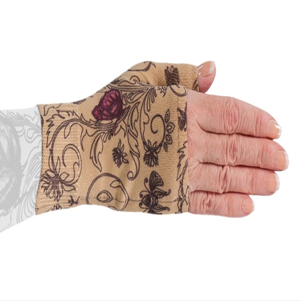 Lymphedivas Mariposa Beige Medical Graduated Compression Gauntlet for Lymphedema (30-40 mmHg Large Right)