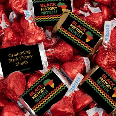 131 Pcs Black History Month Candy Party Favors Miniatures and Red Kisses Chocolate by Just Candy (1.65 lbs)
