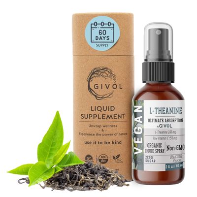GIVOL L-Theanine Liquid Spray, Sugar-Free - Made in USA 2 FL oz - 60 ml