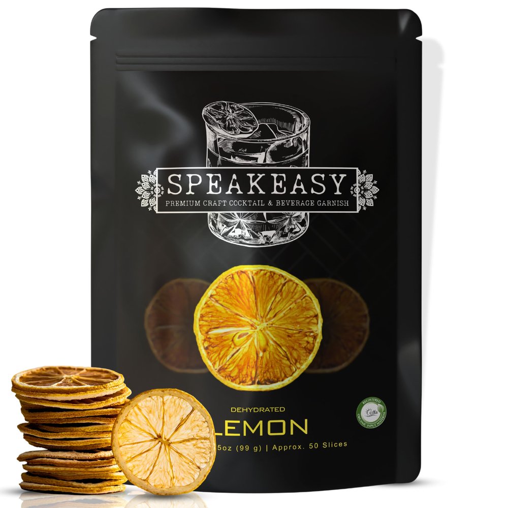 LEMON Dehydrated Lemon Slices 3.5oz (Approx. 50 Slices) | Speakeasy Premium Dried Lemon Garnish for Cocktails, Tea, and Beverages | Craft Mixology Citrus Fruit