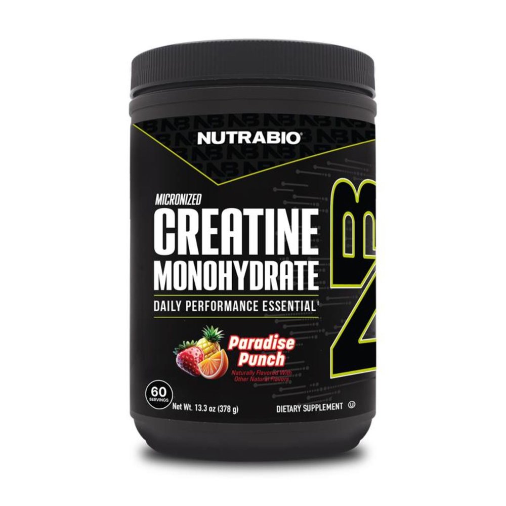 NutraBio Pure Micronized Creatine Monohydrate Powder Supplement,Paradise Punch,(300g)-Supports Bulk Muscle Energy, Recovery, and Strength-HPLC Tested Creatine Powder Supplement for Men and Women
