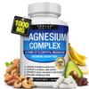 Magnesium Complex Supplement 8 Elemental 1000mg - Magnesium Glycinate, Citrate, Malate, Taurate, Chelated for Easy Absorption for Bones, Muscle, Recovery, Energy, Vegan Non-GMO 90 Capsules view 1