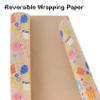 Aimyoo Baby Shower Wrapping Paper for Kid, Mini Roll- 17 in x 60 ft - Blue & Pink Elephant Kraft Wrap Paper for Boys Birthday, Baptism Gift Wrap view 4