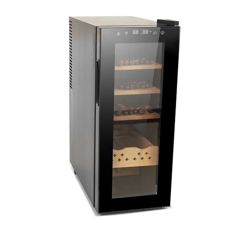35L Electric Humidor, 200 Counts LED Lighted Digital Display Temperature Humidity Adjustable Cigar Storage Cabinet with Span