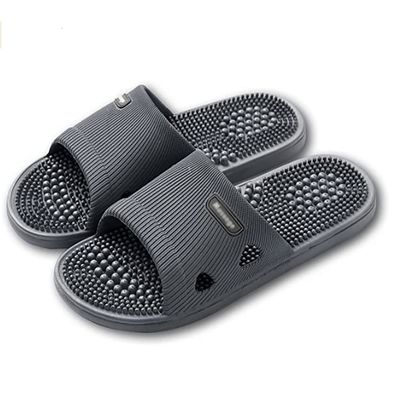 LUXRUB Acupressure Massage Slippers Women Men Foot Open Toe Reflexology Sandals Non-Slip Quick Drying Shower Shoes Acupressure Point Care Promoting Blood Circulation (Color : Dark gray, Size : 7.5/8)