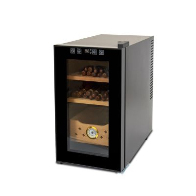 25L Electric Humidor Cigar Box, Temperature Adjustable Digital Display LED Lighted 150 Counts Cigar Cabinet with Spanish CED