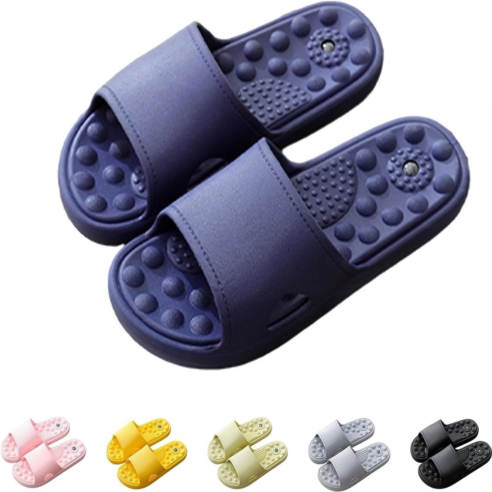 Foot Reflexology & Acupressure Massage Slippers Men Women Deep Tissue Foot Massager Plantar Fasciitis Pain Relief Massage Sandals Home Shock Absorbing Shower Shoes ( Color : Blue , Size : 9.5/10 )
