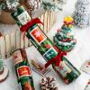 Flyhill Reversible Christmas Wrapping Paper-17 Inch X 33 Feet-Gold Foil Shiny Stamp Style with Berry Flower,Santa Claus,Christmas Pine Tree Leaf and Snowflake Design for Party,Birthday view 2
